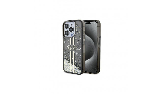 Guess Guess Liquid Glitter Gold Stripes case for iPhone 15 Pro - black