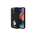 Karl Lagerfeld Karl Lagerfeld Silicone Choupette Metal Pin case for iPhone 15 Pro - black