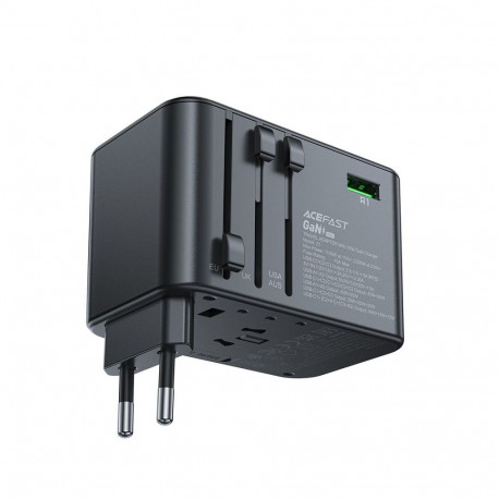 Acefast Acefast Z1 GaN 75W PD travel charger adapter 3x USB-C 2x USB-A - black