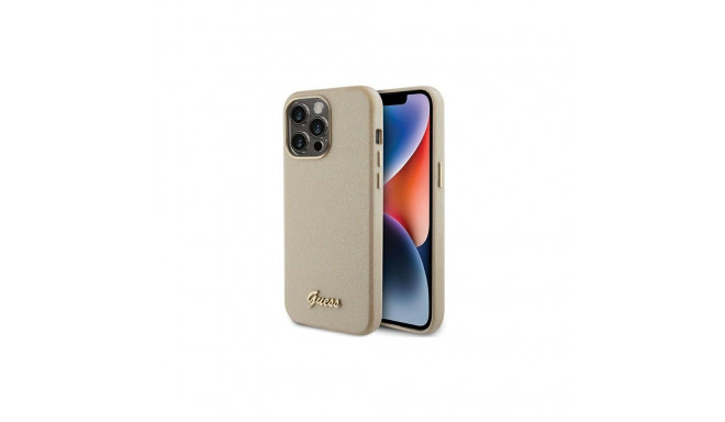 Guess Guess Glitter Glossy Script case for iPhone 15 Pro Max - gold