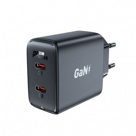 Acefast Fast charger GaN 35W PD 2x USB C Acefast A49 - black
