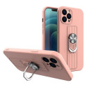 Hurtel Ring Case silicone case with a finger grip and stand for Samsung Galaxy A73 pink