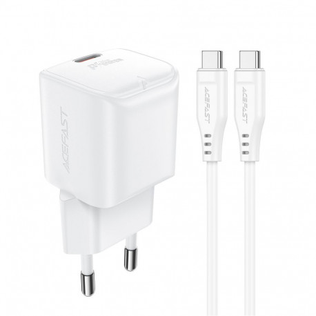 Acefast Acefast A77 Mini PD 30W GaN wall charger + USB-C cable - white