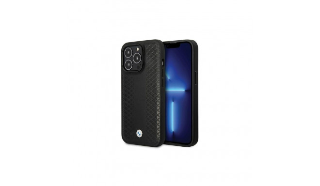 BMW BMW Leather Diamond Pattern case for iPhone 14 Pro - black