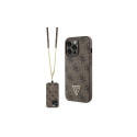 Guess Guess GUHCP13LP4TDSCPW Case for iPhone 13 Pro / 13 - Brown Crossbody 4G Metal Logo