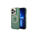 Guess Guess GUHMP14XHTCMA iPhone 14 Pro Max 6.7" green/khaki hard case Gold Outline Translucent MagS
