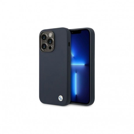 BMW Case BMW BMHMP14XSILNA iPhone 14 Pro Max 6.7" navy blue/navy Silicone Metal Logo MagSafe