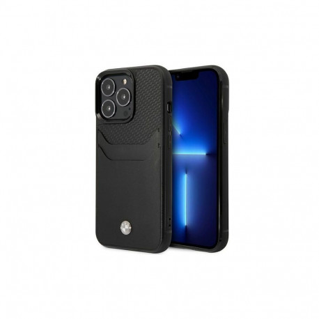 BMW Case BMW BMHCP14L22RSEPK iPhone 14 Pro 6.1" black/black Leather Card Slot