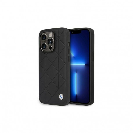 BMW Case BMW BMHCP14L22RQDK iPhone 14 Pro 6.1" black/black Leather Quilted