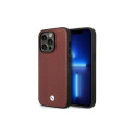 BMW Case BMW BMHCP14L22RFGR iPhone 14 Pro 6.1" Burgundy/burgundy Leather Diamond Pattern