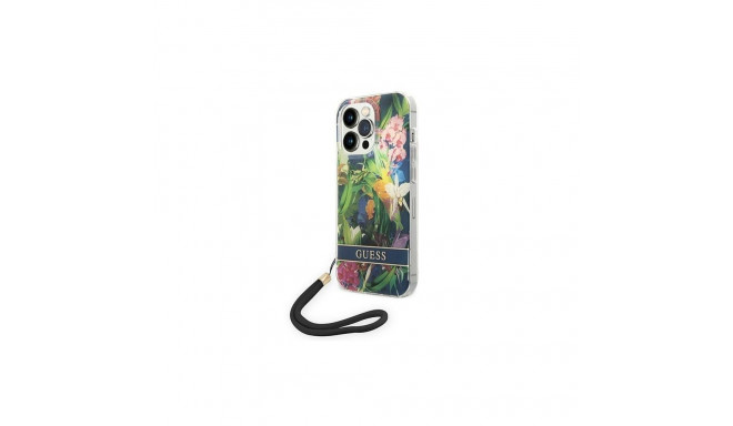 Guess Guess GUOHCP14XHFLSB iPhone 14 Pro Max 6.7 "blue / blue hardcase Flower Strap