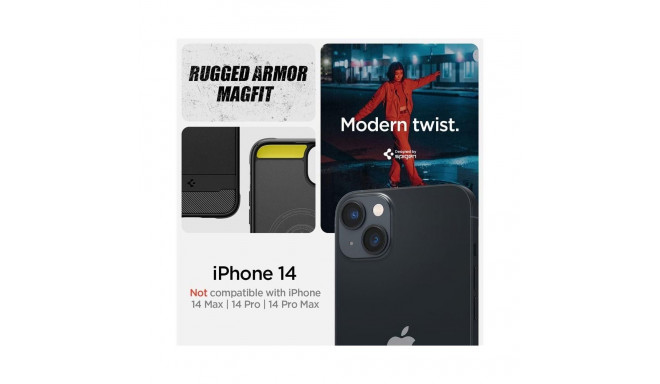 Spigen Spigen Rugged Armor Mag Case with MagSafe for iPhone 14 - Matte Black