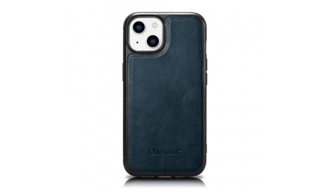 iCarer iCarer Leather Oil Wax case covered with natural leather for iPhone 14 blue (WMI14220717-BU)