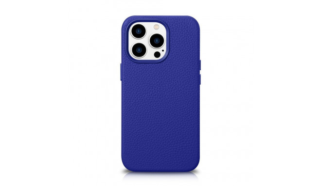 iCarer iCarer Litchi Premium Leather Case iPhone 14 Pro Magnetic Leather Case with MagSafe Dark Blue