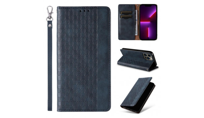 Hurtel Magnet Strap Case for iPhone 12 Pro Max Pouch Wallet + Mini Lanyard Pendant Blue