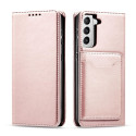 Hurtel Magnet Card Case for Samsung Galaxy S22 + (S22 Plus) Pouch Wallet Card Holder Pink