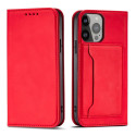 Hurtel Magnet Card Case for iPhone 13 Pro Max Pouch Card Wallet Card Holder Red