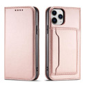 Hurtel Magnet Card Case for iPhone 12 Pro Max Pouch Card Wallet Card Holder Pink