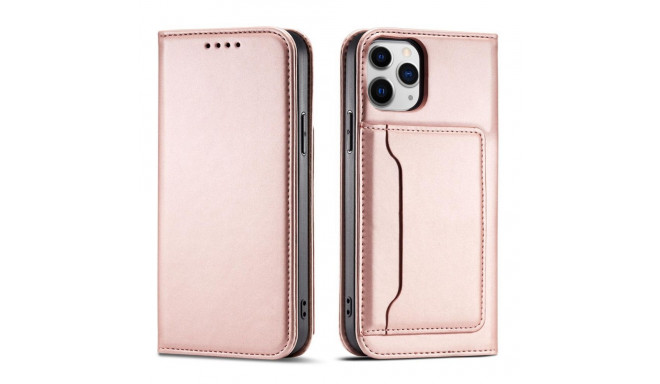 Hurtel Magnet Card Case for iPhone 12 Pro Max Pouch Card Wallet Card Holder Pink