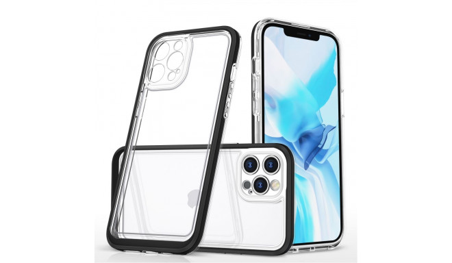 Hurtel Clear 3in1 case for iPhone 12 Pro Max case gel cover with frame black
