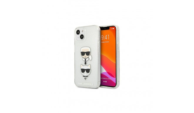 Karl Lagerfeld Karl Lagerfeld Glitter Karl's & Choupette Head case for iPhone 13 mini - silver