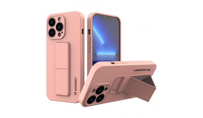 Wozinsky - Wozinsky Kickstand Case iPhone 13 mini silicone case with stand pink
