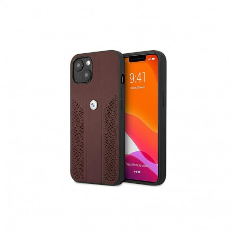 BMW BMW Leather Curve Perforate Case for iPhone 13 mini - Red