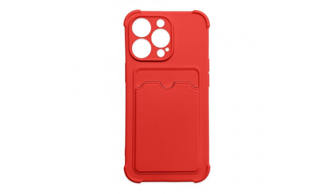 Hurtel Card Armor Case Pouch Cover for iPhone 13 Pro Card Wallet Silicone Air Bag Armor Red