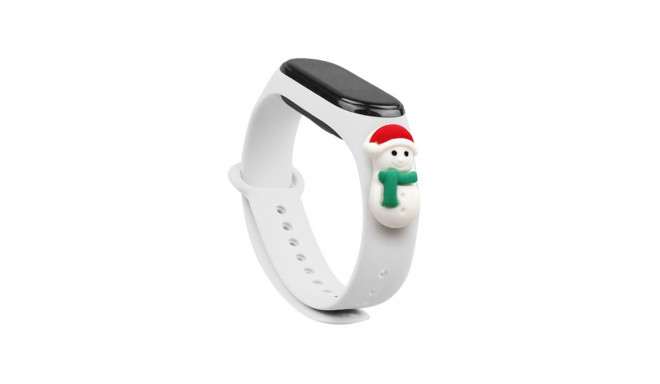 Hurtel Strap Xmas for Xiaomi Mi Band 3 / 4 Christmas Silicone Strap Bracelet with Snowman - White