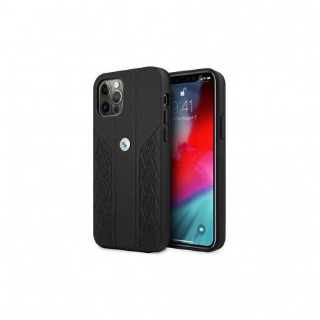 BMW BMW Leather Curve Perforate Case for iPhone 12 Pro Max - Black