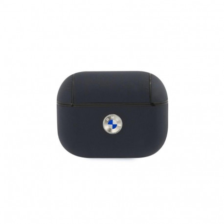 BMW BMW Genuine Leather Silver Logo AirPods Pro Case - Navy Blue