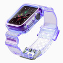 Hurtel Silicone Band Strap Bracelet Case Strap Light Set for Apple Watch 40mm - Purple