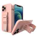 Hurtel Rope case Gel case with a chain lanyard bag lanyard iPhone 13 pink