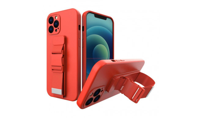 Hurtel Rope case gel case with a chain lanyard bag lanyard iPhone 12 Pro red