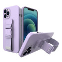 Hurtel Rope case gel case with a chain lanyard bag lanyard iPhone 12 purple