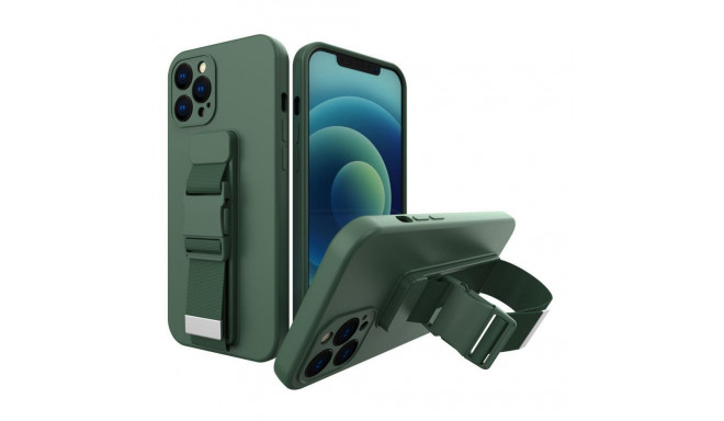Hurtel Rope case gel case with a chain lanyard bag lanyard iPhone 12 mini dark green