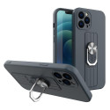 Hurtel Ring Case silicone case with finger grip and stand for iPhone 13 Pro dark blue