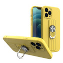 Hurtel Ring Case silicone case with finger grip and stand for iPhone 12 Pro Max yellow