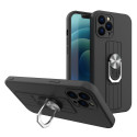 Hurtel Ring Case silicone case with finger grip and stand for iPhone 13 mini black