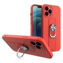 Hurtel Ring Case silicone case with finger grip and stand for iPhone 12 Pro red