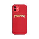 Hurtel Card Case Silicone Wallet Wallet with Card Slot Documents for iPhone 12 Pro Max red