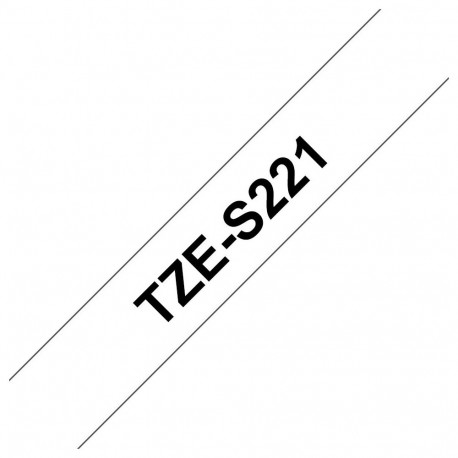 Brother TZe-S221 Strong Adhesive Laminated Tape Black on White, TZe, 8 m, 9 mm