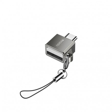 yesido GS08 Mini Aluminum Alloy USB Type-C U-disk Card Reader Mouse Convert OTG Adapter Black