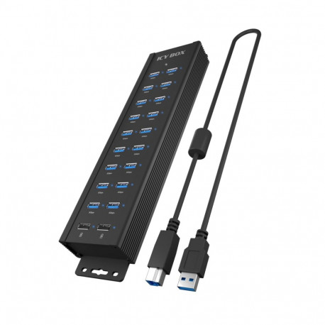 Raidsonic | 20-in-1 USB HUB with power supply, on/off button and mounting brackets | IB-HUB1720-U3