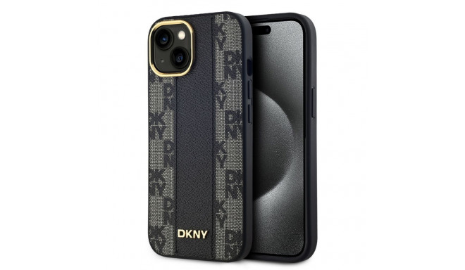 DKNY Apple DKNY PU Leather Checkered Pattern Magsafe Case for iPhone 15 Black