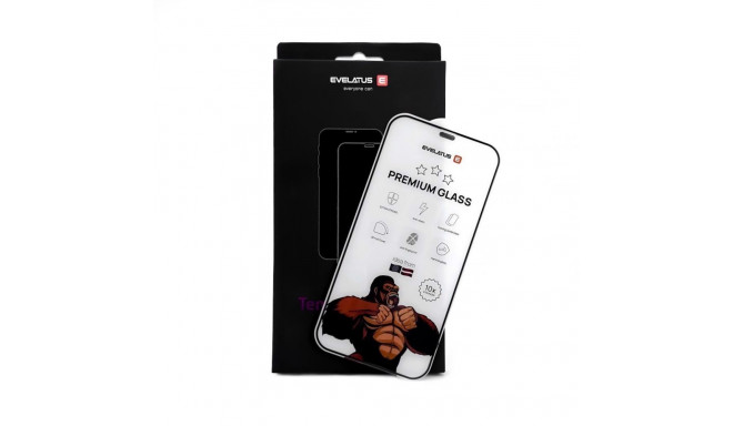 Evelatus Apple iPhone 15 Pro Max Corning Gorilla Glass Anti-Static 3D Full Cover 10X Stronger Black
