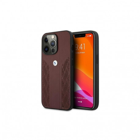 BMW BMW Leather Curve Perforate Case for iPhone 13 Pro / iPhone 13 - Red
