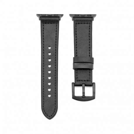 Connect Watch 38/40/41mm Silicone patch Leather Watch Strap (132mm M/L) Black