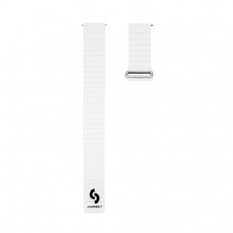 Connect 22mm Flat head Leather - Silicone Loop Magnetic Watch Strap (130mm M/L) White