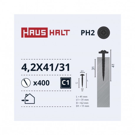 Isepuuriv kruvi 4,2X41/31 MET/MET+PHOSPH(400)